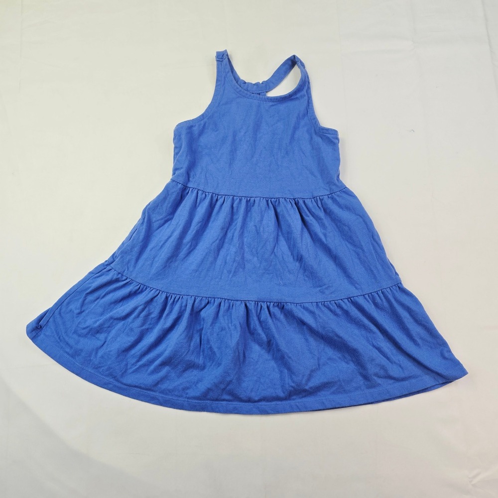 Wonder Nation Tiered Knit Dress Girls Size 5T Blue Sleeveless Racerback Keyhole